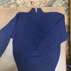 Neiman Marcus Deep Blue Turtleneck Sweater